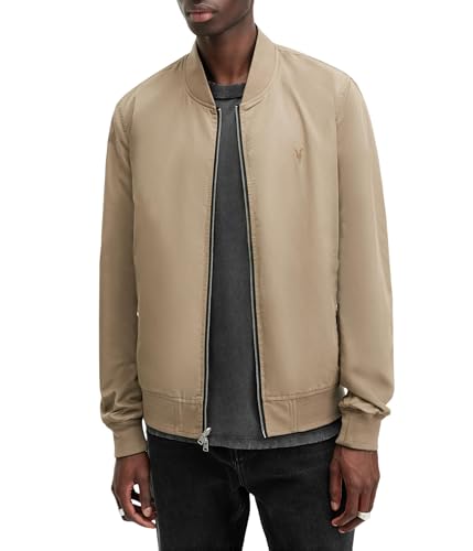 Image of AllSaints Mens REV BASSETT BOMBER BLK/ASH KHAKI BRWN L
