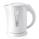 【FaFe】ケトル おしゃれ 電気ケトル NEW 1L 3分で沸騰 ワンプッシュオープン 自動電源OFF 空焚き防止機能 シンプルデザイン 大きな水位窓 パイロットランプ コード巻き込み電源ベース (ホワイト)