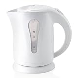 【FaFe】ケトル おしゃれ 電気ケトル NEW 1L 3分で沸騰 ワンプッシュオープン 自動電源OFF 空焚き防止機能 シンプルデザイン 大きな水位窓 パイロットランプ コード巻き込み電源ベース (ホワイト)