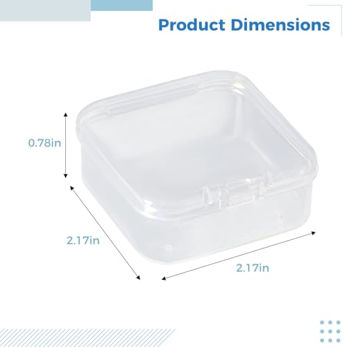 Image of 100 PCS Mini Clear Plastic Containers, 2.2 x 2.2 x 0.8 Inches Square Storage Case with Lid, Clear PP Plastic Organizer Boxes, Stackable Small Parts Containers for Beads Jewelry Art Crafts
