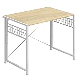 4NM 35.4" Small Desk No-Assembly Folding Computer PC Desk Home Office Desk Laptop Study Writing Table - Natural and White