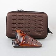 New Series Double Chamber Soprano G 12 Holes Straw Fire Ceramic Ocarina with Hard-shell Case - Authenticity Proved by Engraved Identification Code on Each Piece! - Great Gift.