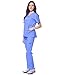 Dagacci Medical Uniform Womens and Mens Scrub Set Unisex Medical Scrub Shirt Top and Pant, Ceil Blue, Medium,
