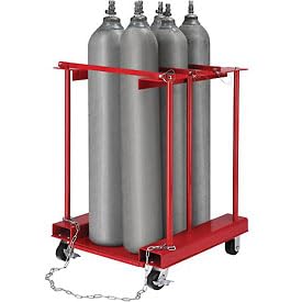 Forkliftable Cylinder Storage Caddy with Mobile for 6 Cylinders - Red
