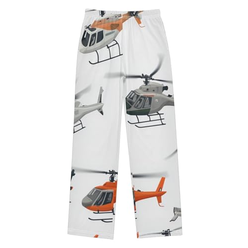 ZZXXB Helicopter Pattern Boys Long Pants Soft Trousers Elastic Waist Kids Lounge Bottoms with Pockets S-XL