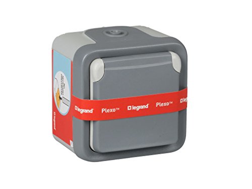 legrand 191504 Waterproof Socket Base with Cover for Surface, Grey