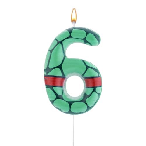 Bougies d'Anniversaire en Forme de Carapace de Tortue, Carapace de Tortue Verte et Rouge Bougie d'Anniversaire en Forme de Chiffre Bougie en Paraffine pour...