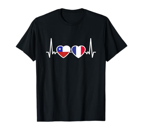 Chili France Drapeau Battement De Coeur Français Chilien T-Shirt