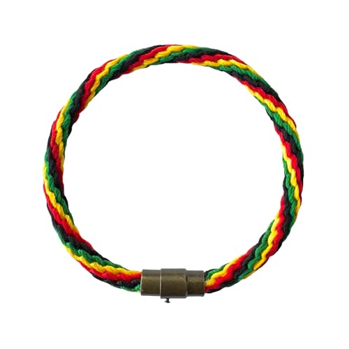Rasta Plaided Hippie Bracelet - Friendship Black Rasta Cord Bracelet - Leather Cotton Braided Bob Marley Wristband