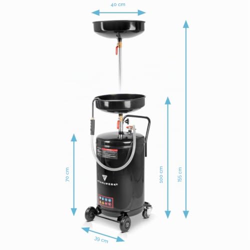 STAHLWERK Séparateur d'huile OD-80 ST de 80 l, bac de récupération d'huile avec entonnoir réglable en hauteur pour récupérer l'huile usagée lors de la vidange du véhicule – vue 6