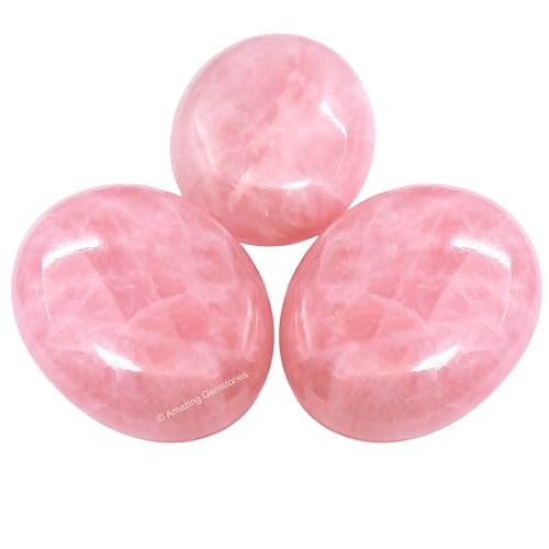 Image of Amazing Gemstone Rose Quartz Crystals and Healing Stones - Large Palm Stone Crystals Piedra - Crystal for Good Luck, Balanced Positive Energy, Meditation, Unique Stocking Stuffers Gifts for Women, Men