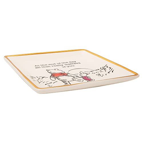 Disney Classics Winnie The Pooh Gold Plated Swinging Balloon Necklace 18" And Ceramic Jewelry Tray Bundle #TOP4