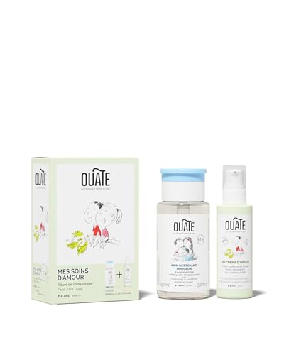 OUATE - Coffret Découverte Soin Visage BIO - Mes soins d'amour - 7-8 Ans - 1 Soin Hydratant 50 ml + 1 Nettoyant Visage 150 ml - Formules Vegan - Made in France