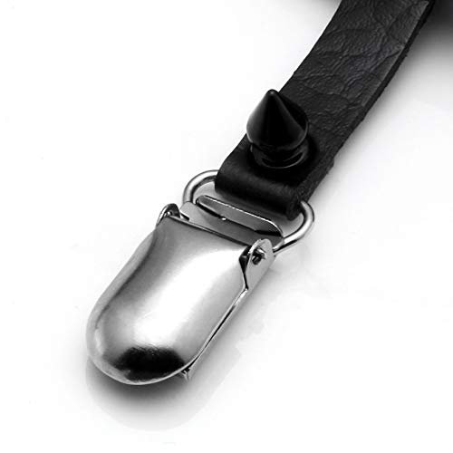 MILAKOO 1 Pair Women Heart Garters Gothic Black Punk Rock Rivet Stud Leg Leather Ring Garters