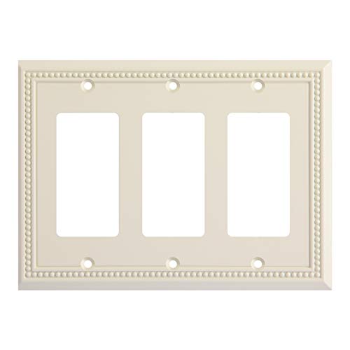 Image of Henne Bery Sunken Pearls Heavy Duty Decorative Wall Plate Switch Plate Outlet Cover, Durable Solid Zinc Alloy (Triple Decorator, Light Almond)