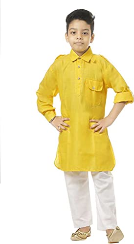 Image of HRR Boys Pathani Suit in 100% Cotton (Kurta + Pyjamas)