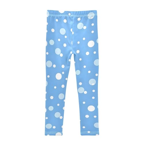 Blue White Bubbles Dots Girls Leggings Soft Stretch Workout Yoga Dance Pants for Kids Casual Tights2