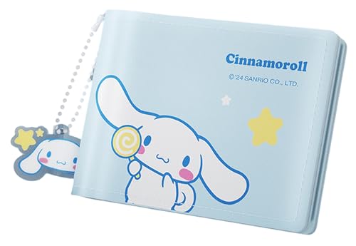 Many Rainbows Cinnamoroll Estojo organizador de carteira com bolso com pingente de pingente - 6 compartimentos para cartão, Azul, Compacto