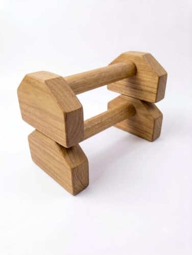 Image of Solid Teak Wood Push-Up Board for Strength Training