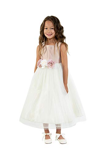 Big Girls Poly Dupioni Silk Flower Girl Dress 8 Dusty Rose #428 Size 16X #TOP5