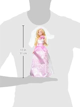 Barbie Bride Doll in White and Pink Dress with Veil and