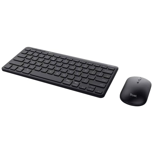 Trust Lyra - Set tastiera Bluetooth senza fili, layout QWERTZ, 84% plastica riciclata, ricaricabile, multi-device con mouse per PC, laptop, Mac, iPad, Android, iOS, nero