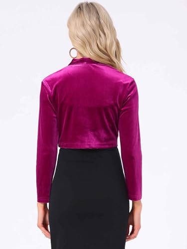 Image of Allegra K Velvet Shrug for Women's Long Sleeve Open Front Cardigan Cocktail Party Cropped Bolero Jacket