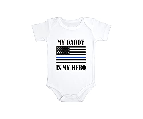 My Daddy is My Hero Baby Bodysuit | Thin Blue Line Baby Jumpsuit | Police Dad Gift