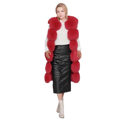 Lisa Colly Women's Faux Fox Fur Coat Jacket Winter Sleeveless Faux Fur Vest Outwear