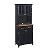 Home Styles Buffet of Buffets Black with Cottage Oak Wood Top and Hutch with Hardwood Construction Two Utility Drawers Two Cabinets Adjustable Shelf and Hutch with Cabinet Doors and Adjustable Shelf