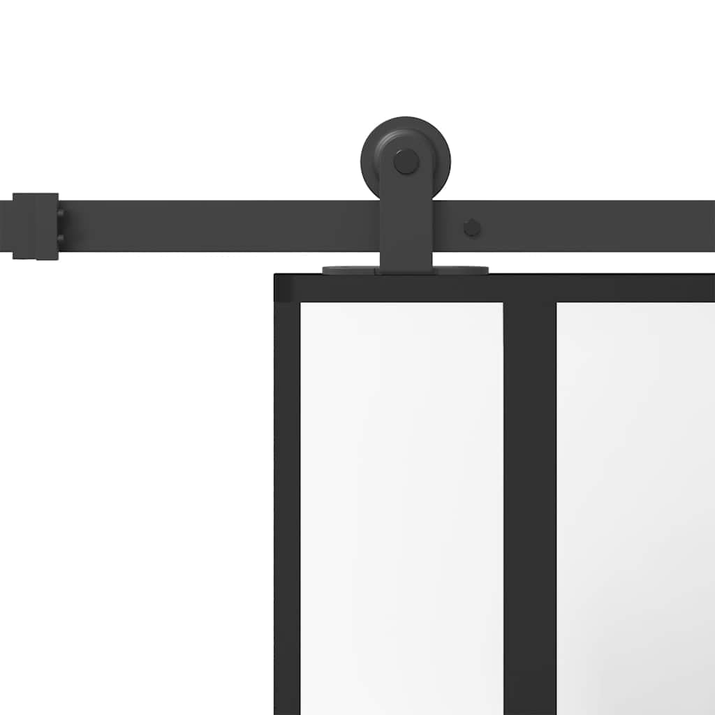 Puerta corredera Set herrajes Vidrio Templado Aluminio 76x205cm Puerta de Granero corredera Estilo rústico Puerta corredera Contiene Guía de Suelo Ajustable