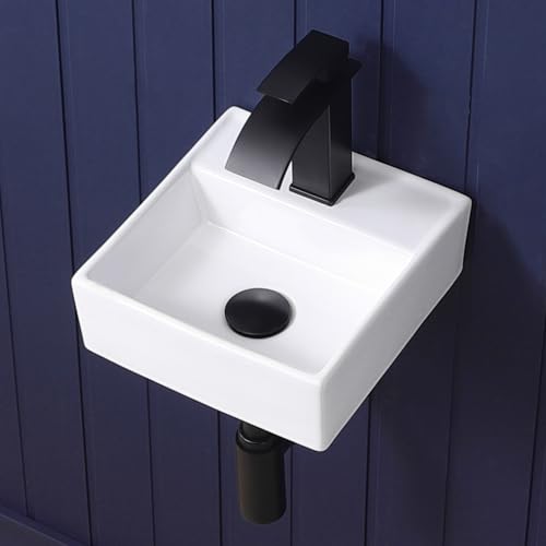 KMOEM Small Vessel Sink 11"x12" Wall Mount Bathroom Sink Wall