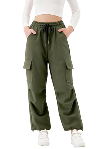 Pantalón de chándal para niñas resistente a juegos intensos con bolsillos elásticos cargo