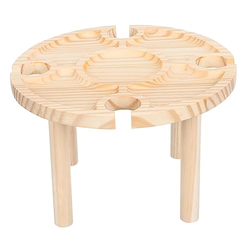ibasenice Mesa De Vino Portátil De Madera Mesa De Picnic para Exteriores para Servicio De Bebidas y Frutas Viajes