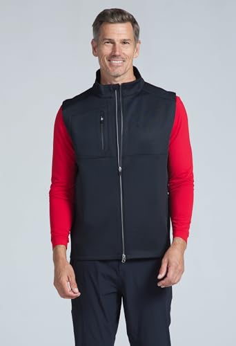 IBKUL Men's Solid Zip-Up Vest – Wind Resistant, Water Repellent, 4-Way Stretch Lightweight Performance Vest 390002