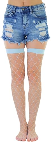 Image of ToBeInStyle Women's Vibrant Large Net Fishnet Thigh High Elastic Nylon Novelty Stockings