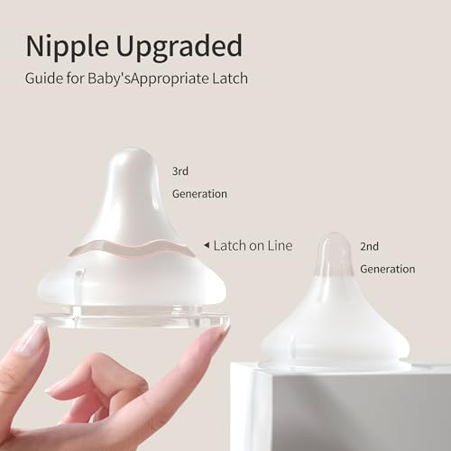 Image of Pigeon Silicone Nipple (M) with Latch-On Line, 3+ Months, 4 Counts | Natural Feel, Medium Flow