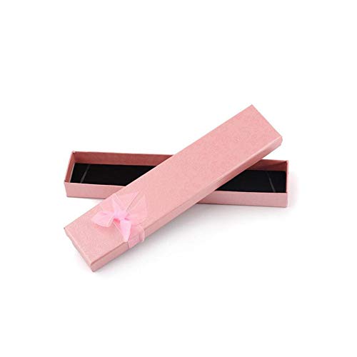 6Pcs Beautiful Pearlescent Paper Jewellery Box Set Elegant Bowknot Necklace Case Rectangle Gift Case Jewellery Box for Neckalce Pendant Chain (Pink) 8.1