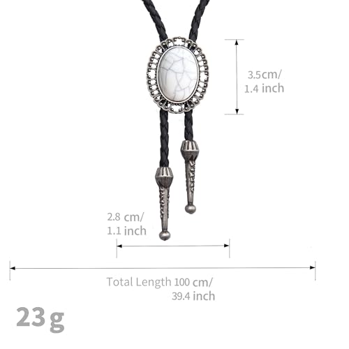 Image of AZORA Western Cowboy Bolo Tie Men Leather Necktie Leather Cord Turquoise Stone Bolo Ties for Men Women