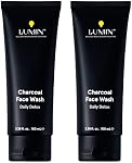 Lumin Lavage du visage de charbon pour les hommes - Détox quotidien, nettoyant visage hydratant, élimine les impuretés, exfolie, débloque les pores, contrôle l'huile, apaise l'irritation, tous les types de peau (200 ml (emballage de 1))