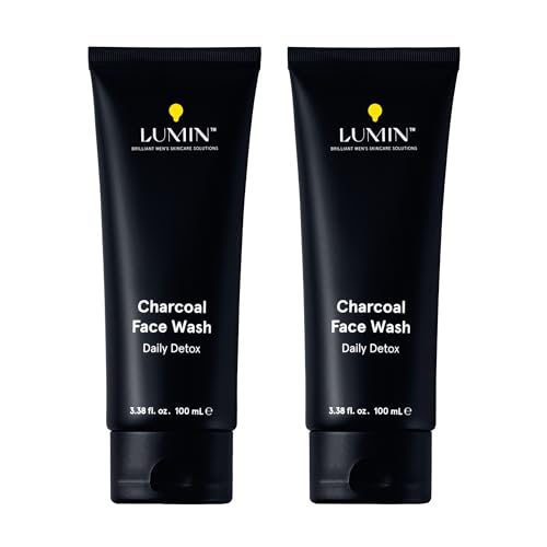 Image of Lumin Charcoal Face Wash for Men, Daily Detox Cleanser, Hydrating Facial Wash w Activated Charcoal, Exfoliates & Unclogs Pores, Oil Control, Refreshing Skincare for Normal & Sensitive Skin, 2 Pack