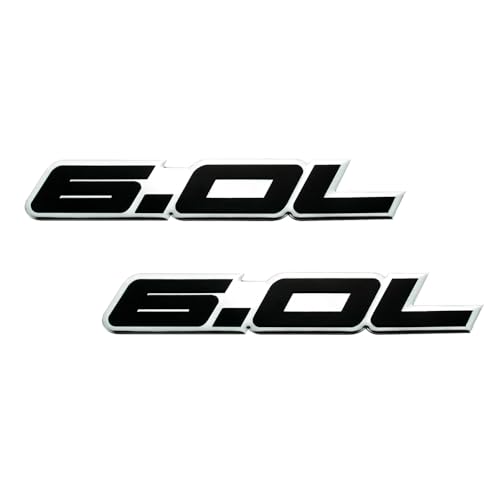 Image of 2Pc 6.0L Logo Emblem Aluminum Premium 6.0 Badge Car Door Sticker Side Decal Auto Trunk Replacement for Universal Vehicle (Chrome Black)