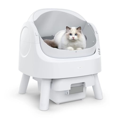 Mimfam AutoScooper 11 Self Cleaning Cat Litter Box, Open Top, White, Large (24.26