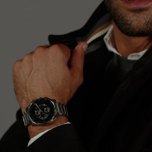 Image of BOSS Peak 2.0 Qtz Chrono Black Round Dial Men's Watch|Stainless Steel Material|Silver Color Band - 1514191