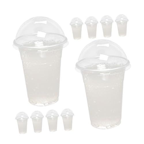 Happyyami 20個 使い捨て透明プラスチック飲料果汁カップ ドーム蓋付き ミルクティー ジュース ヨーグルト対応 デザートパフェ用 おしゃれパー