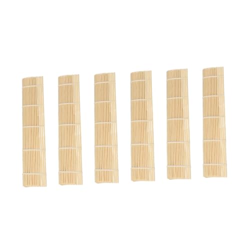 CONGARTENO 6 piezas Esterilla Enrollable de Bambú para Hacer Sushi Superficie Lisa y Resistente Manchas Fácil de Limpiar y Almacenar Herramienta Casera para Preparar Sushi y Bento para