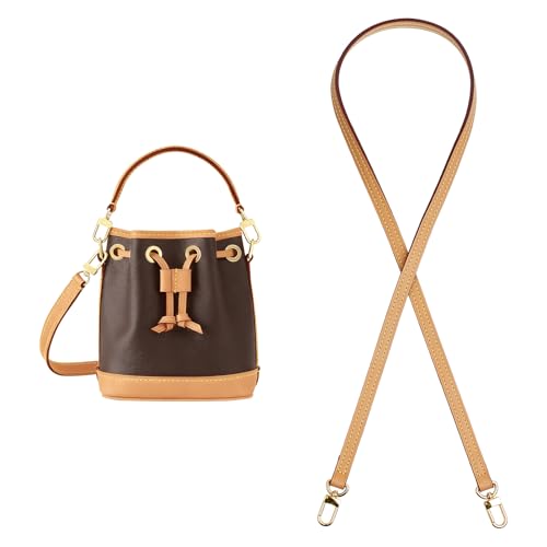 Image of Genuine Vachetta Leather Strap for Bag,Shoulder Purse Strap Replacement Fit for Felicie Pochette (Beeswax-Width:0.43in&Length:35.4in,Double Buckles)