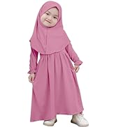 ODIZLI Toddler Baby Girls Hijab Dresses 2pcs Muslim Abaya Dresses for Girls Middle East Modest Ou...