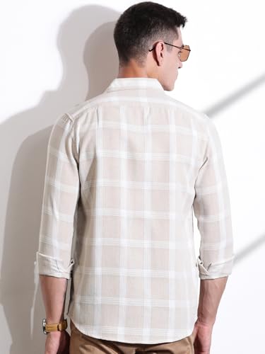 Image of Thomas Scott Men's | Checks | Full Sleeve | Slim Fit | 100% Cotton | Spread Collar | Casual Shirt