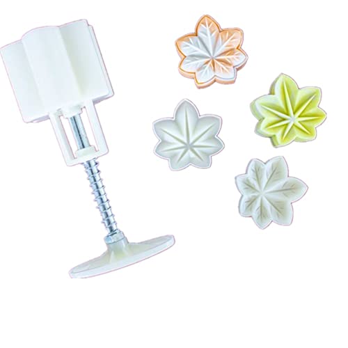 Mooncake Mold 50g- Cookie Stamps Plastic Hand Press Maple Leaf Shape Kitchen Gadgets DIY Baking Pastry Tool (Maple leaf)
